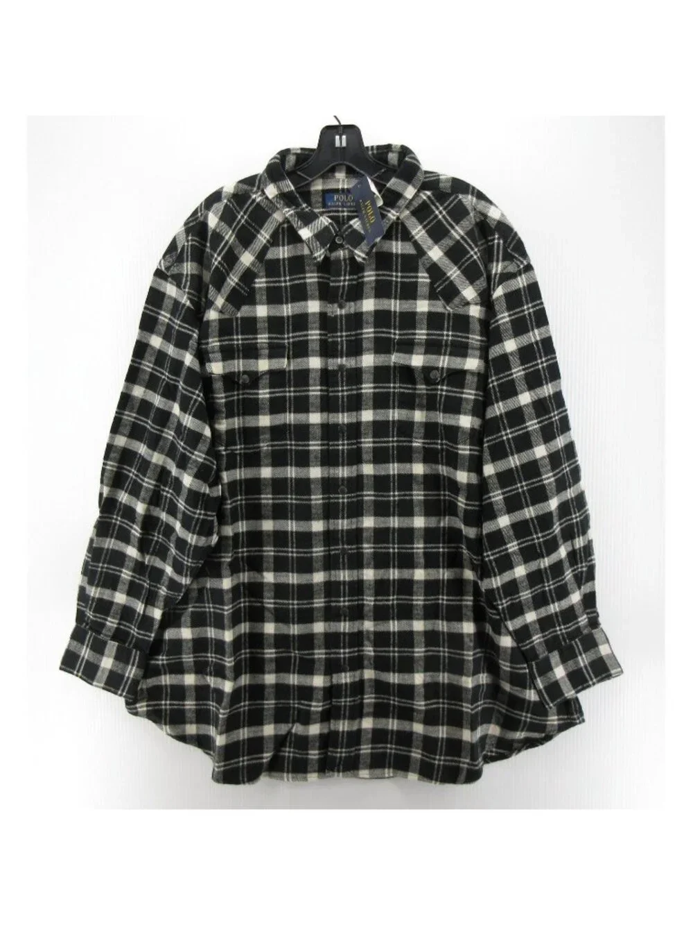 Polo Ralph Lauren Shirt 3XB Flannel Western Snap Plaid Flap Pockets